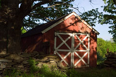 red storage shed